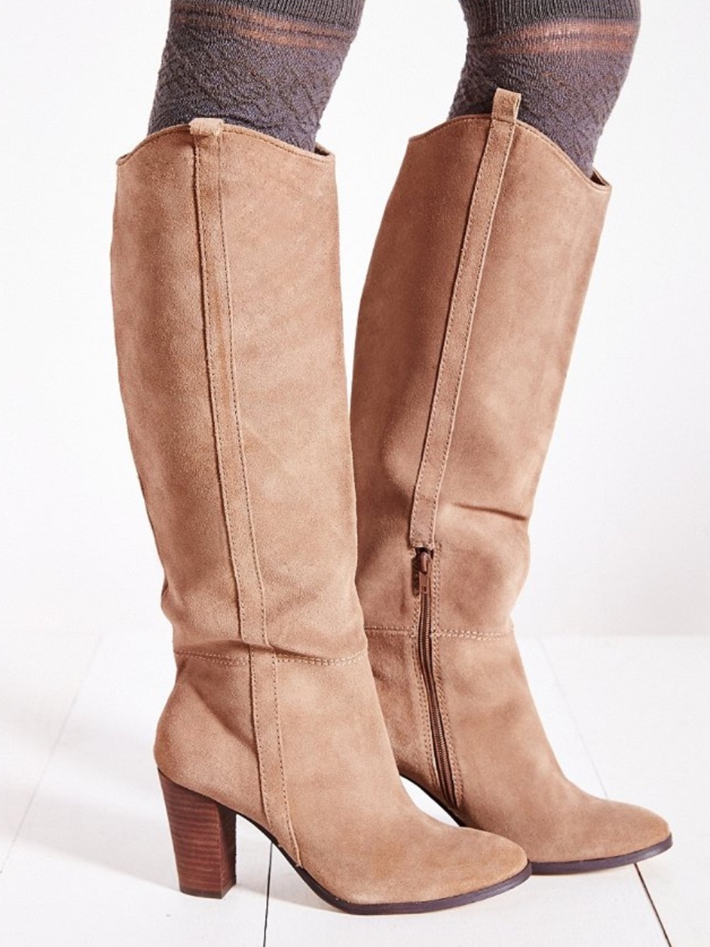 Dolce Vita Myste Tan Suede Knee High Block Heel Boots Women’s Size 9